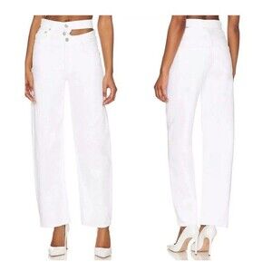 AGOLDE Wide Leg Organic Cotton Jeans Broken Waistband Womens 27 White High Rise